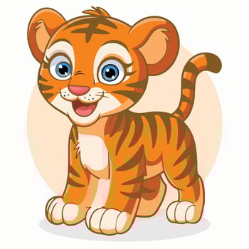 Cute and Happy Tiger illustration cartoon. vector