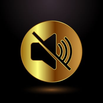 Luxurious Gold Sound Icon, Volume Design Illustration vector