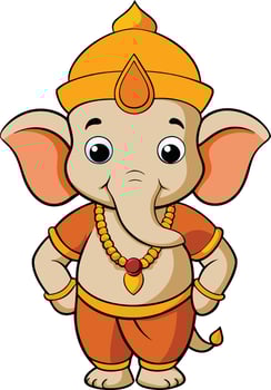 Ganesha Hinduism god illustration cartoon modern flat style vector