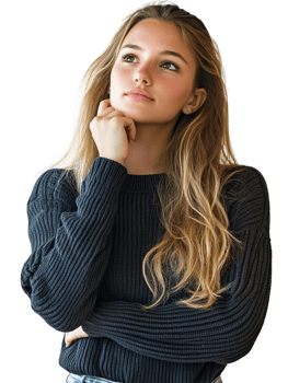 Thinking Woman for Strategic Planning Isolated Against Transparent Background png