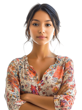 Woman with crossed arms posing on transparent background png
