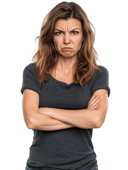A Angry Displeased Woman Crossed Arms against transparent background for Negative Feedback or Conflict png