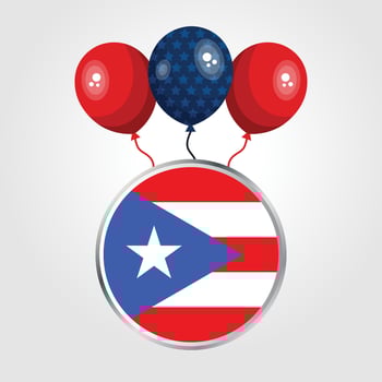 Celebration Puerto Rico National Flag With Balloons vector