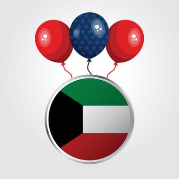 Celebration Kuwait National Flag With Balloons vector