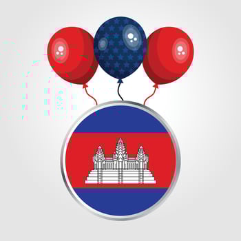 Celebration Cambodia National Flag With Balloons vector