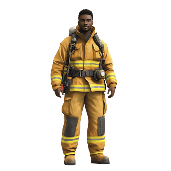 A firefighter in yellow and black uniform png