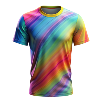 Colorful Rainbow Striped T-shirt Design Mockup for Printing and Clothing Branding png