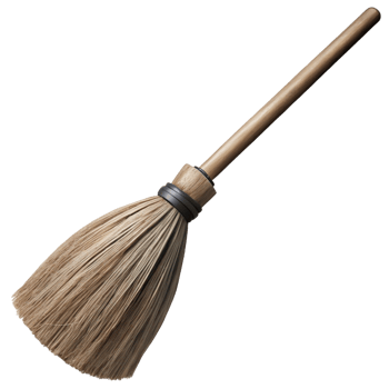 Wooden Broom with Natural Bristles for Cleaning and Decoration png