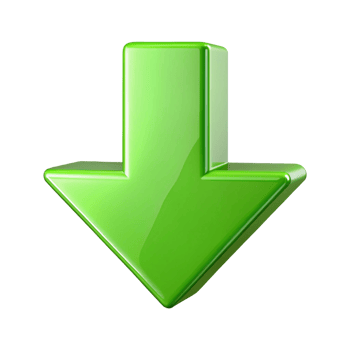 3D Green Glossy Down Arrow Icon for Web and Mobile Applications png