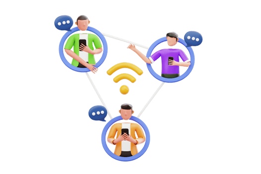 Online Group Chatting 3D Illustration. Digital Communication 3D Illustration png