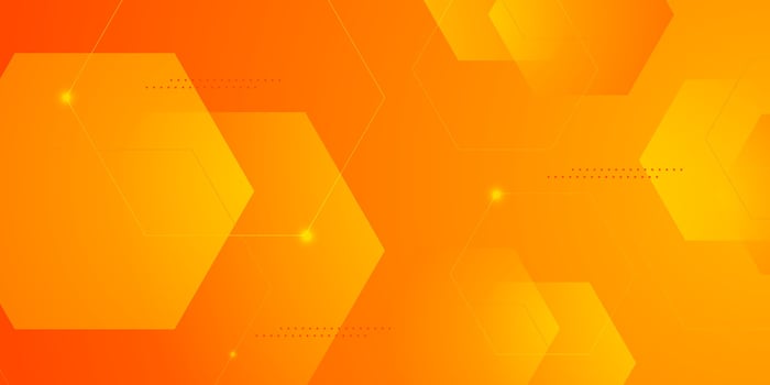 Abstract 3D orange hexagon background with simple shapes. Dynamic shapes pattern design. vector