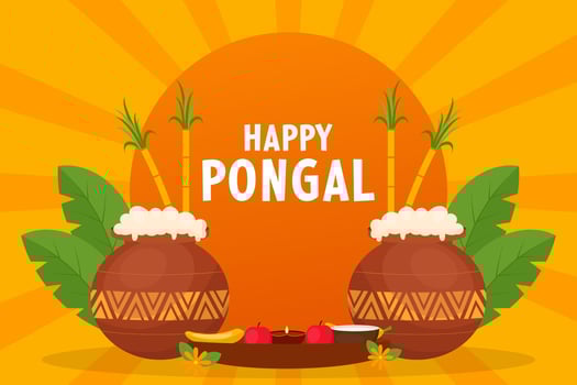 happy pongal festival background illustration design vector