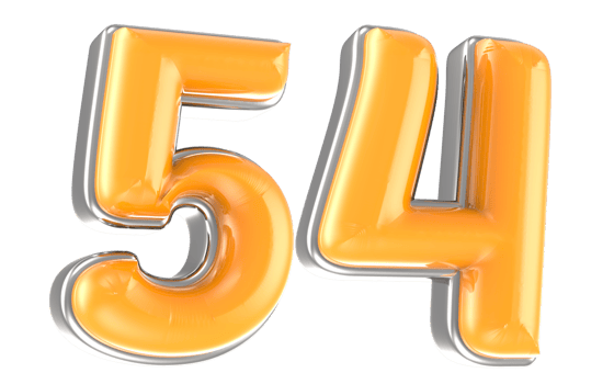 White And Yellow Number 54 3D Render png