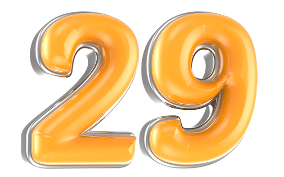 White And Yellow Number 29 3D Render png