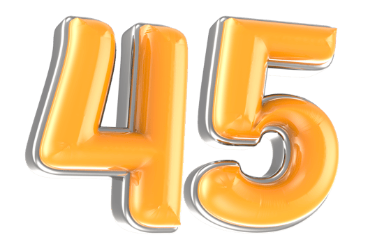 White And Yellow Number 45 3D Render png