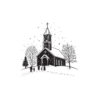 Christmas Church Service Silhouette Clipart Illustration vector