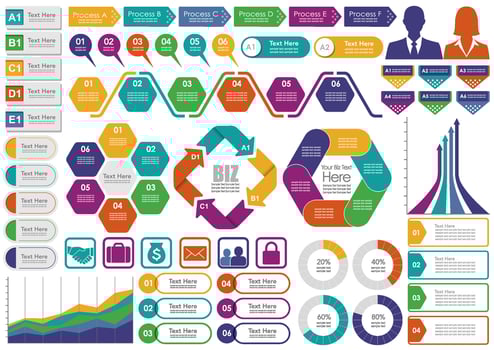Set Of Infographics, Tags, And Icons Set Isolated On A White Background. . vector