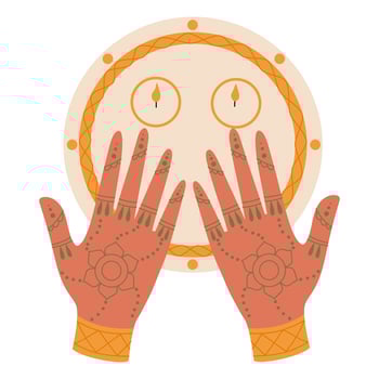 Henna Hand. Ceremony at henna night. Arabic culture tradition. Traditional turkish wedding vector