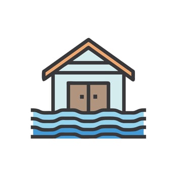 A house with a door in the water vector