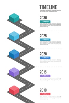 Vertical Infographic timeline diagram of 5 major events. Business presentation, Poster, Banner, Roadmap and Milestone. vector