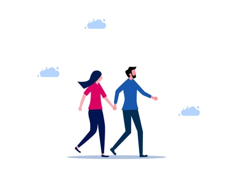 couple walking together vector