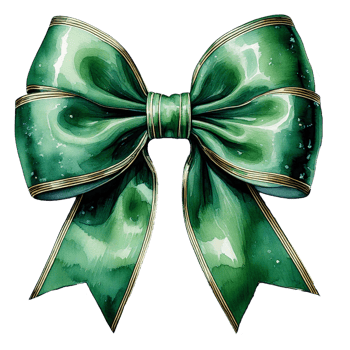 Green watercolor bow png