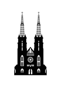 indonesian iconic cathedral landmark silhouette vector