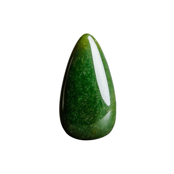 Polished green jade stone in teardrop shape on transparent background png