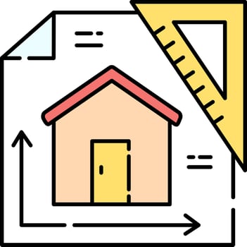 A house with a ruler and a ruler on top of it vector