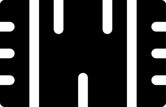 A black and white icon of a road vector