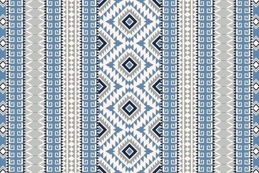 Geometric flowers pattern,geometric ethnic oriental pattern traditional on white background,blue and white background vector