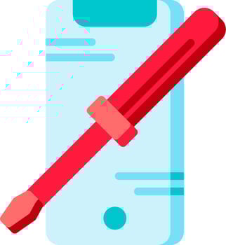 A red pen is sitting on top of a phone vector