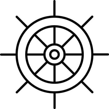 A black and white illustration of a ship wheel vector