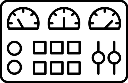 A black and white image of a dashboard with gauges vector