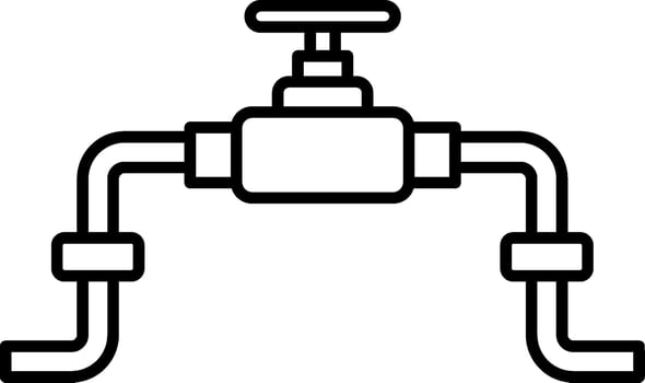 A black and white illustration of a water pipe vector