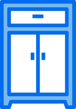 A blue cabinet with two doors on it vector