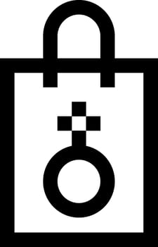 A black and white image of a shopping bag with a cross on it vector