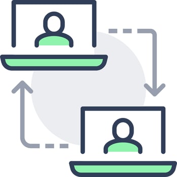 Two laptops with people on them vector