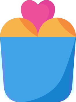 A blue and pink cupcake with hearts on it vector