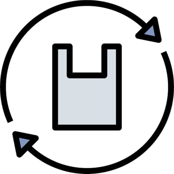A plastic bag is shown in a circle with arrows pointing to it vector