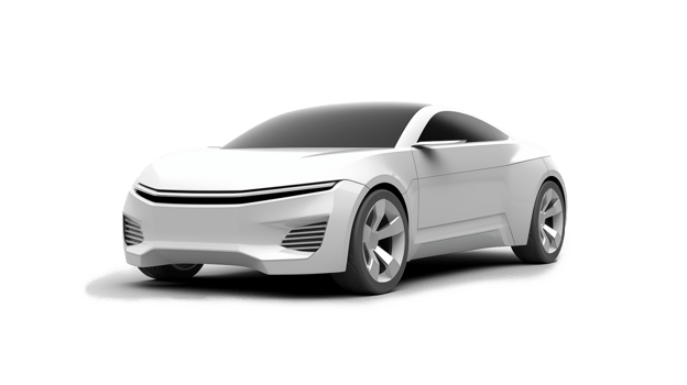 3d rendering of a brand-less generic concept car in studio environment isolated on transparent background. png