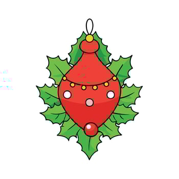 Christmas decoration with fir branches red berries. Green christmas backround. vector