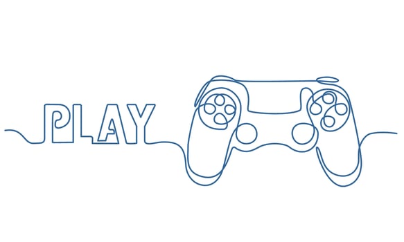 a game stick one line drawing illustration. modern wireless game controller for pc. one continuous line joystick controller vector