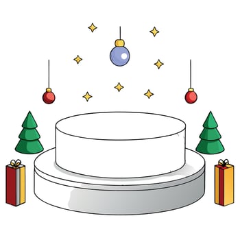 Marble podium floating with christmas concept for product display vector
