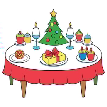 Table set for a party. christmas table. christmas decoration. christmas table setting vector