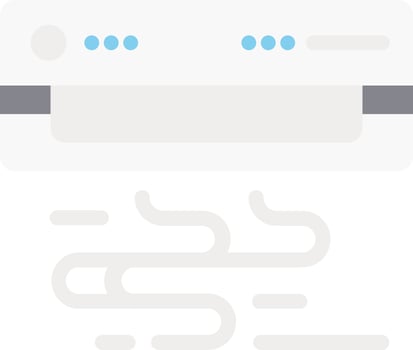 A white air conditioner with blue lines vector