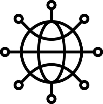 A globe with many connections around it vector