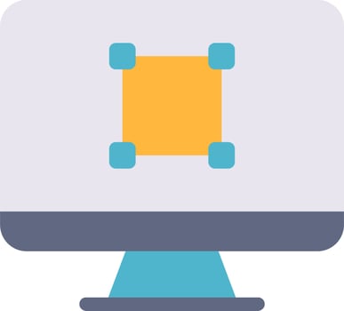 A computer monitor with a yellow square on it vector
