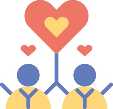Two people holding a heart shaped balloon vector