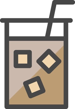 A glass of iced coffee with a straw vector